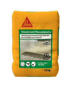 Sikaceram Porcelanato Gris Pega Enchape Cementicio De Baja Absorción En Interiores 50 kg