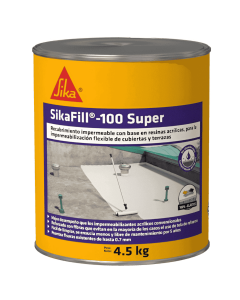 Sikafill 100 Super Gris Impermeabilizante Acrílico Para Cubiertas. Techos Y Terrazas 4.5 kg