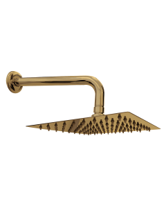 Regadera Cuadrada Slim 8" Stretto Oro Atacama C/Brazo 30Cm