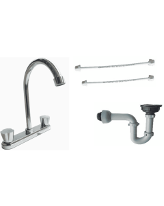 Conjunto Llave Lavap 8" Lotta Trebol Cromo+Canastilla+Sifón+Acoples Pmb