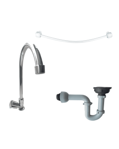 Conjunto Lavaplatos Sencillo Lotta Trébol Cromo + Canastilla + Sifón + Acople Pmb 20LB0413002