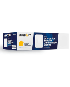 Interruptor Sencillo de Incrustar Conmutable Blanco ETI08 Mercury