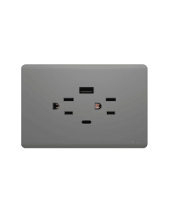 Toma Doble+Usb+Tipo C Carga Rápida 3A Silver Infinity ETI295