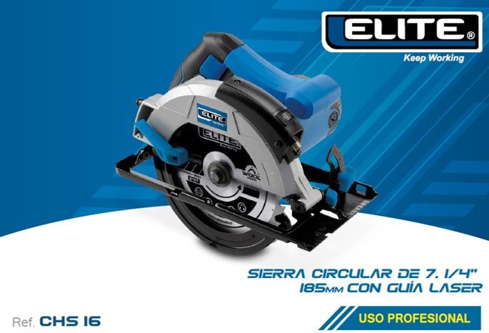 Sierra Circular 1550W 5800Rpm Con Guía Láser Elite Chs16 ELITE