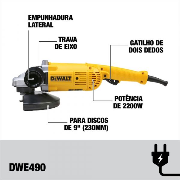 Pulidora Industrial De 9 Dewalt Dwe490-B3 2200W 6500Rpm. 