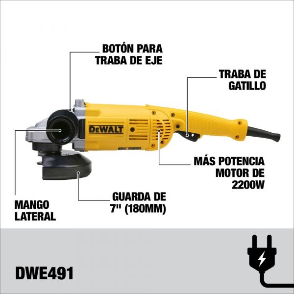 Pulidora Industrial De  7 Dewalt Dwe491-B3 2200W 8,500Rpm