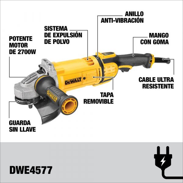 Pulidora Industrial De  7 Dewalt Dwe4577-B3 2700W. 8500Rpm