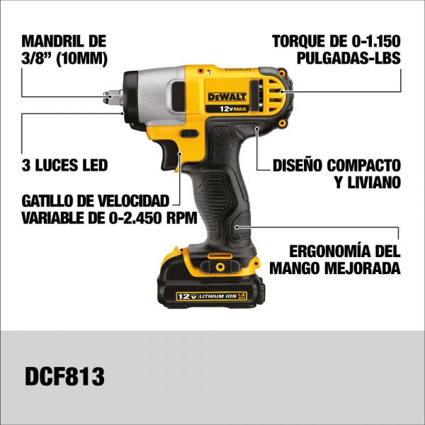 Llave De Impacto 3/8 Dewalt Dcf813S2 12V Max