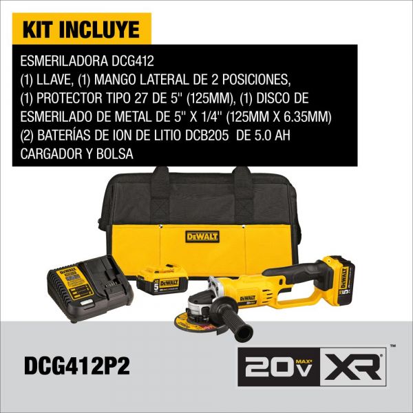 Pulidora 4-1/2 Dewalt Dcg412P2 8000Rpm 20V Max* 