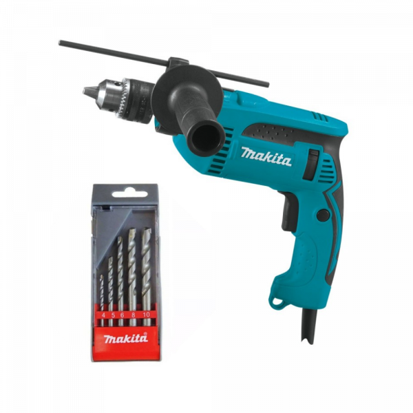 TALADRO PERCUTOR 1/2 MAKITA (HP1640)+JUEGO DE BROCAS 5 Pzs (D-03894)