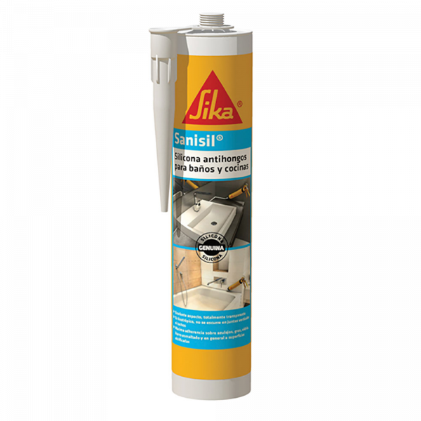 SIKA SANISIL SILICONA FUNGICIDA PARA BAÑO Y COCINA 280ML