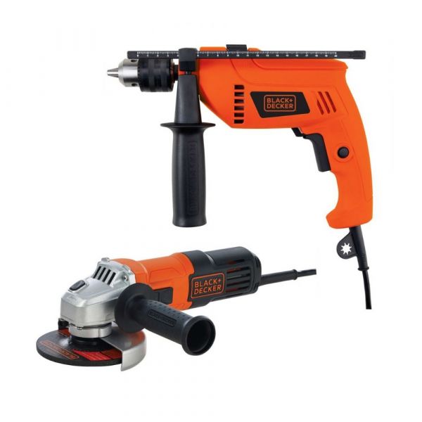 Taladro Percutor 1/2 Black+Decker Hd555-B3 + Pulidora 4 1/2 Black+Decker G650-B3