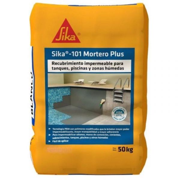 Sika-101 Mortero Plus Recubrimiento Impermeable Piscinas 50Kg