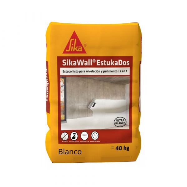 Sikawall Estukados Estuco Blanco Para Muro Y Techo Interior 40Kg