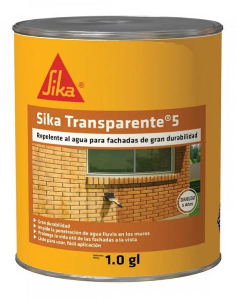 Sika Transparente-5 Repelente Agua Incoloro Fachadas 1Gl