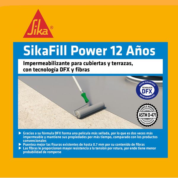 Sikafill Power 12 Años Impermeabilizante Acrilico Para Cubiertas 20Kg