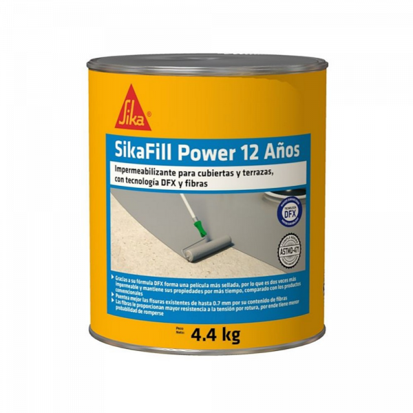 SIKAFILL POWER 12 AÑOS  IMPERMEABILIZANTE ACRILICO PARA CUBIERTAS 4.4KG