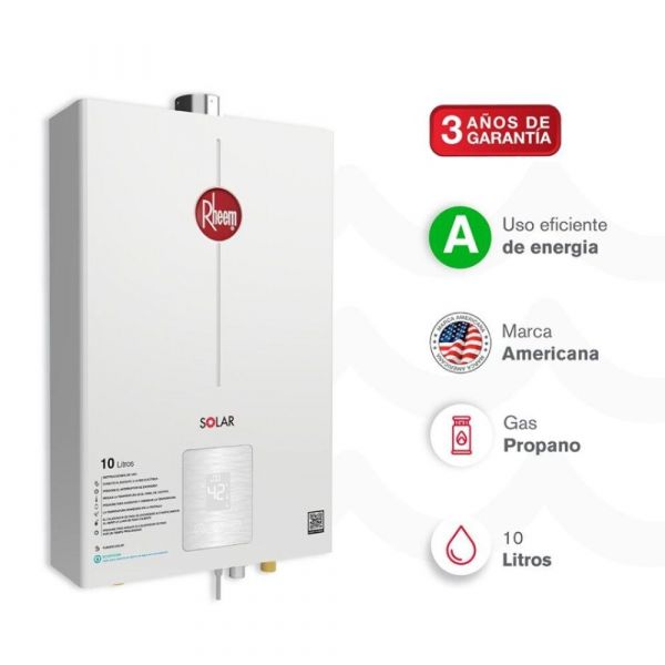 Calentador De Agua 10Lt Glp Tiro Forzado Rheem 600074670 Digital