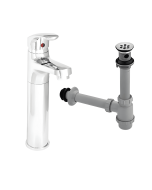 Conjunto Llave Lavamanos Monocontrol Alta Atlanta Mas Desague Sin Rebose Stretto