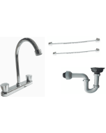 Conjunto Llave Lavap 8" Lotta Trebol Cromo+Canastilla+Sifón+Acoples Pmb