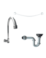 Conjunto Lavaplatos Sencillo Lotta Trébol Cromo + Canastilla + Sifón + Acople Pmb 20LB0413002