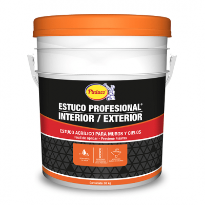Estuco Profesional Interior-Exterior Blanco Pintuco 17090 Caneca 30 Kilos