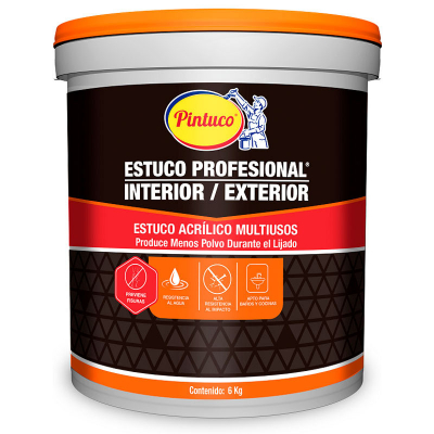 Estuco Acrilico Interior-Exterior Galon Blanco Pintuco 17090 6 Kilos