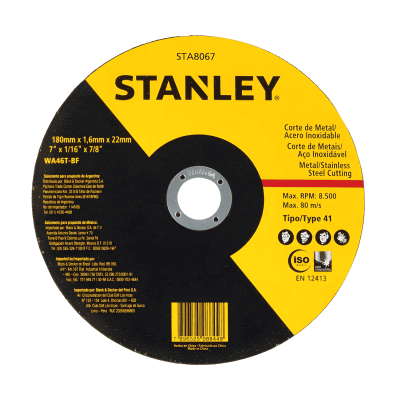 Disco Abrasivo para Corte Fino de Metal 7 X 1/16 X 7/8 Stanley Sta8067
