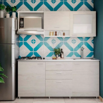 Cocina Monti Set x 5 Humo 1.80Mt 4G Derecha Fluens-Griferia + Canastilla escurridor Socoda 225295