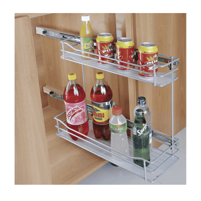 Despensa Botellero 2 Niveles Con Riel 21 Cm X 50 Cm X 44 Cm Gris Ref.431101 