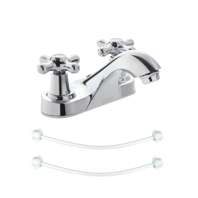 Llave Lavamanos 4 Monza Cruz Stretto Cromo+2 Acoples