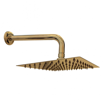 Regadera Cuadrada Slim 8 Stretto Oro Atacama C/Brazo 30Cm