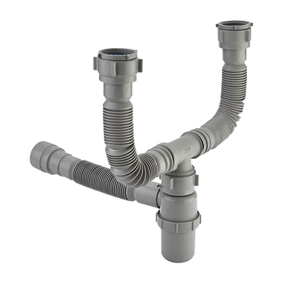 Sifon Botella Flexible Doble Gris Grival 937590001