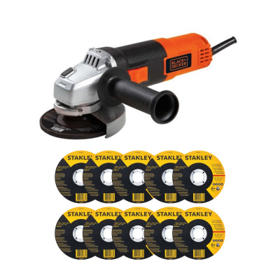PULIDORA DE 4 1/2 820W BLACK+DECKER G720-B3+10 DISCOS DE CORTE T41 STANLEY