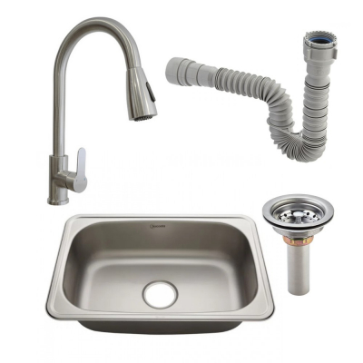 COMBO LAVAPLATOS 60X40 SOCODA+LLAVE VELETRI STRETTO+CANASTILLA 937260001+SIFÓN 935470001