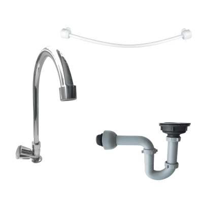 Conjunto Lavaplatos sencillo Lotta Trébol Cromo + canastilla + sifón + acople 20LB0413002 Pmb