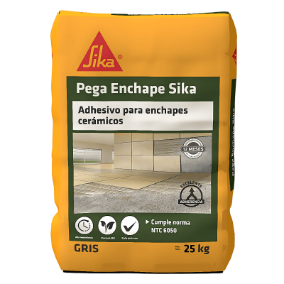 Pega Enchape Sika Gris Adhesivo Para Enchapes Cerámicos 25Kg