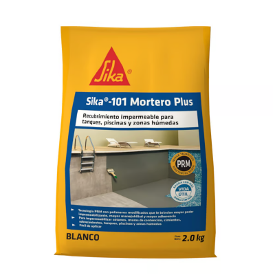 Sika-101 Mortero Plus Blanco Recubrimiento Impermeable Para Tanques Y Zonas Humedas 2Kg