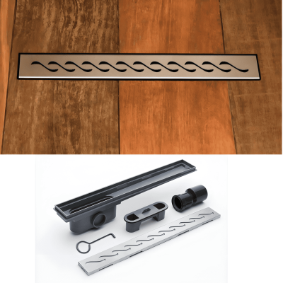 Desague Rio Lineal 45 X 6.8 Cm Wave Ondulado Con Adaptador