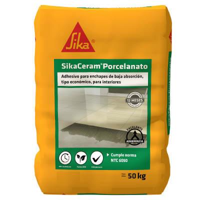 Sikaceram Porcelanato Gris Pega Enchape Cementicio De Baja Absorción En Interiores 50Kg