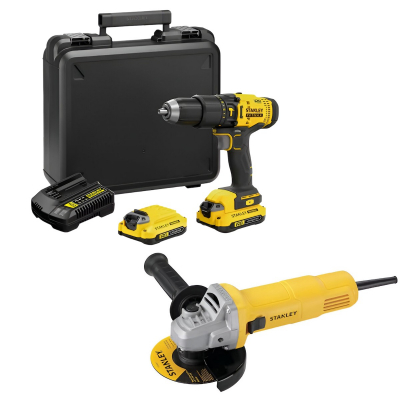 Taladro Percutor 20V Brushless 2 Baterias 1.5Ah Cargador Y Maletin+Pulidora 620W Stanley