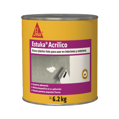 Sika Estuka Acrílico Estuco Para Interiores Y Exteriores 6Kg