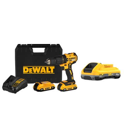 Taladro Percutor 1/2” + 2 Baterías 2Ah + Cargador + Caja Plástica + Batería 4Ah