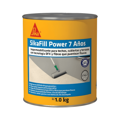 Sikafill Power 7 Años Blanco Impermeabilizante Acrílico Para Cubiertas, Techos Y Terrzas 1Kg