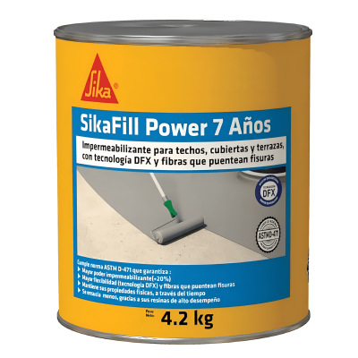 Sikafill Power 7 Años Gris Impermeabilizante Acrílico Para Cubiertas, Techos Y Terrzas 4.2Kg
