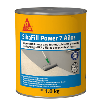 Sikafill Power 7 Años Gris Impermeabilizante Acrílico Para Cubiertas, Techos Y Terrzas 1Kg
