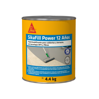Sikafill Power 12 Años Gris Impermeabilizante Acrílico Para Cubiertas, Techos Y Terrazas 4.4Kg