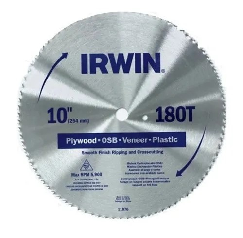 DISCO PARA SIERRA CIRCULAR HCS 10 X 180D IRWIN 11870