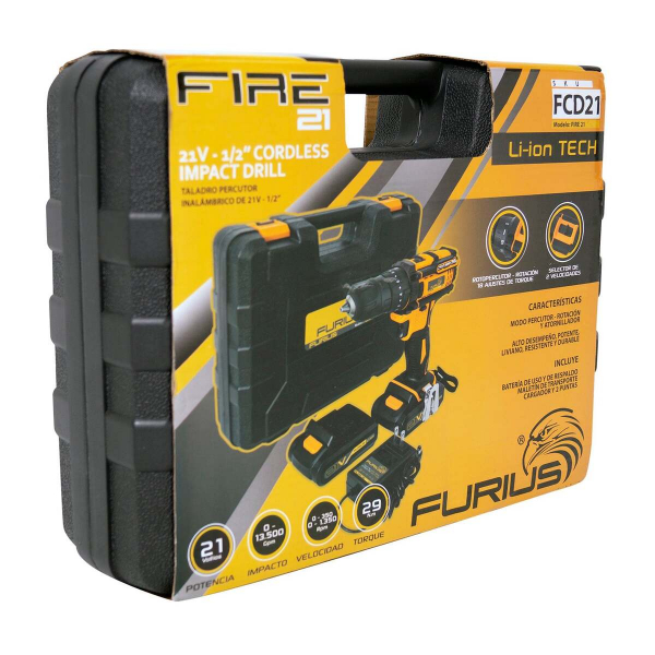 Taladro Inalambrico Percutor 1/2 20V Furius Fcd21