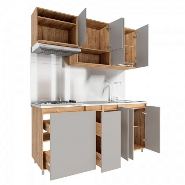 Cocina Setx9 Luxemburgo Duna/Taupe 1.80 Mts Socoda 4 Gas Izquierda